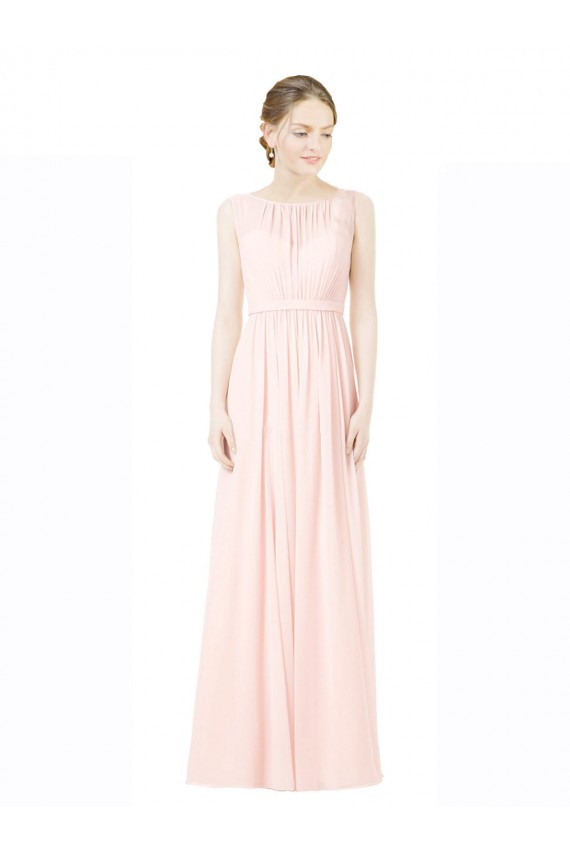 A-Linien Jewel Chiffon Lange Brautjungfernkleider