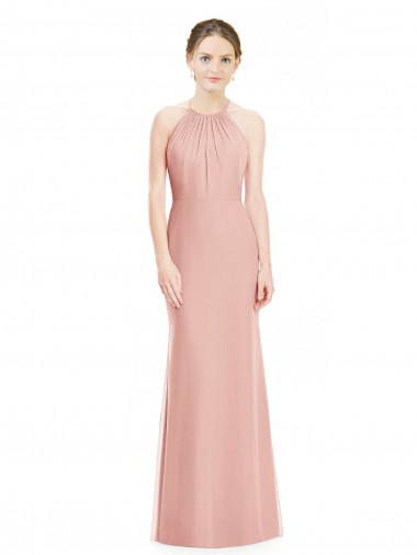 Meerjungfrau Neckholder Chiffon Lange Brautjungfernkleider