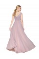Primel A-Linien V-Ausschnitt Chiffon Lange Formale Brautjungfernkleider / Abendkleider / Abiballkleider