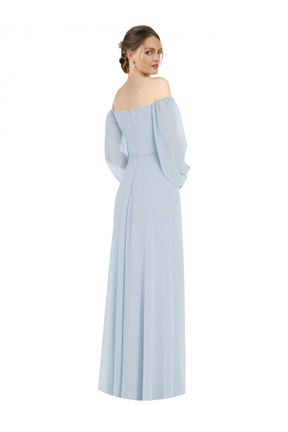 Seeglas A-Linien Off-Schulter Chiffon Lange Formale Brautjungfernkleider / Abendkleider